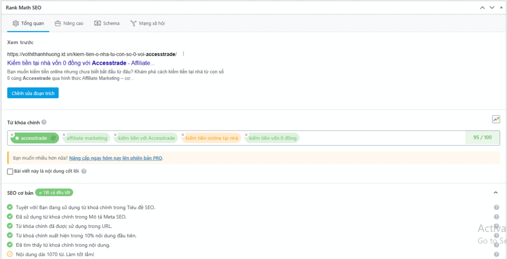 Rankmath SEO bài viết